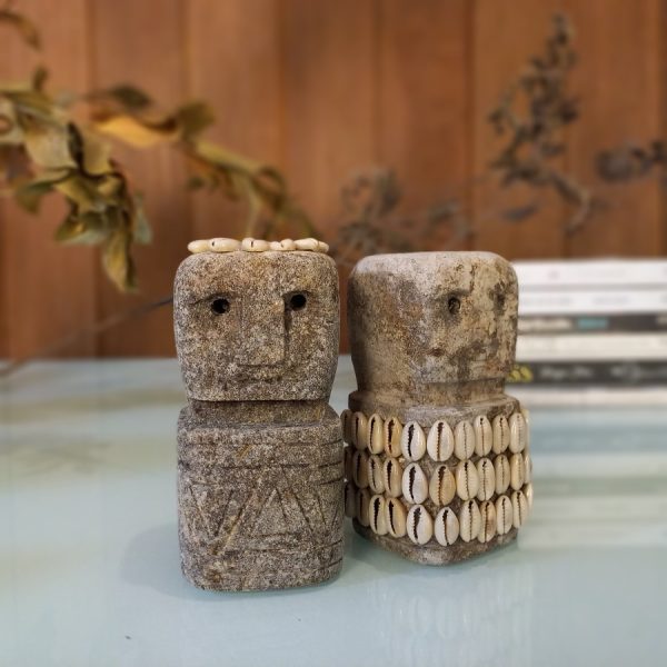 Primitive Antique Stone Sculpture Decoration with Shell Accents - Image 5