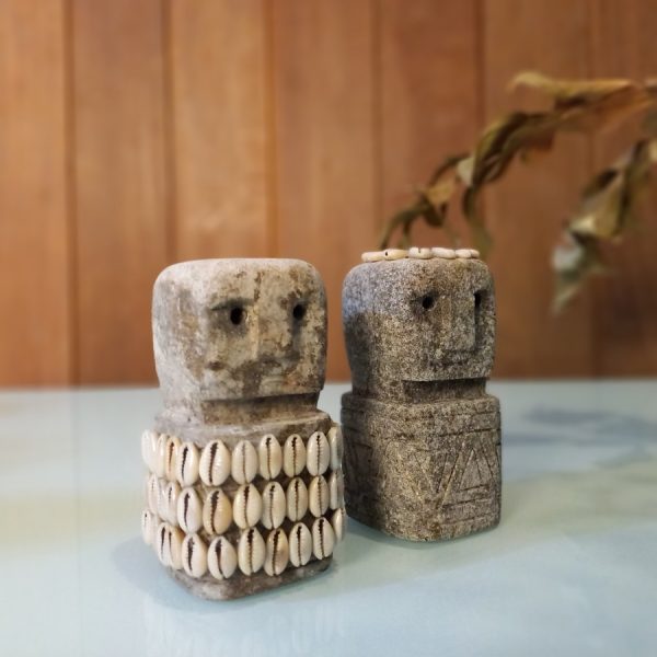 Primitive Antique Stone Sculpture Decoration with Shell Accents - Image 2