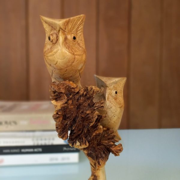 Symbol of Wisdom Wooden Statue – Hand-Carved Owl Figurine - Image 2