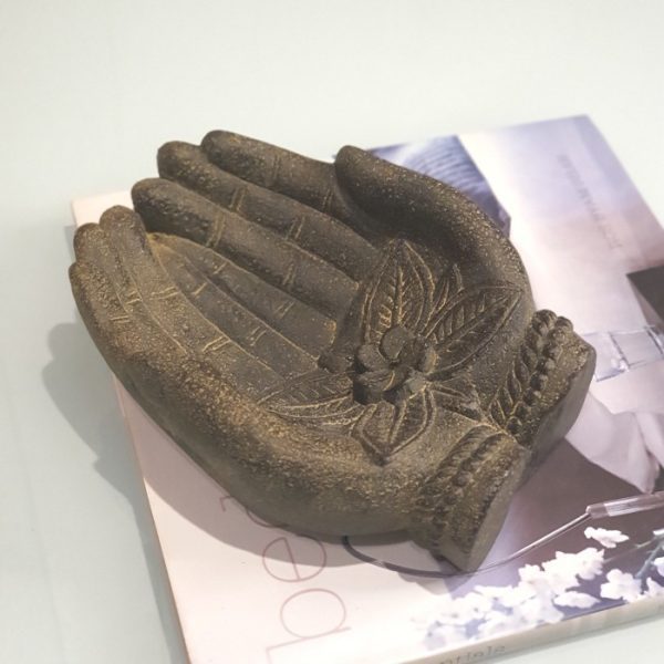 Feng Shui Lucky Hand Decoration antique stone sculpture showing double wealth gesture