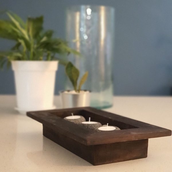 Zen Candle Holder Wooden Decoration Lava Stone Combination - Image 2
