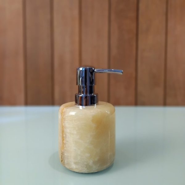 Luxury Onyx Fossil Soap Dispenser 150ml Premium Yellow Stone Accessory for Hotels & Villas - Image 3