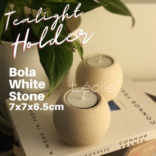 White Paras Stone Tealight Candle Holder