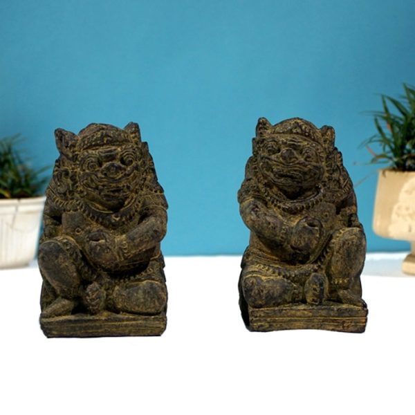 Pair of Dwarapala Statues Decorative Statue | Unique Bookends - Image 2