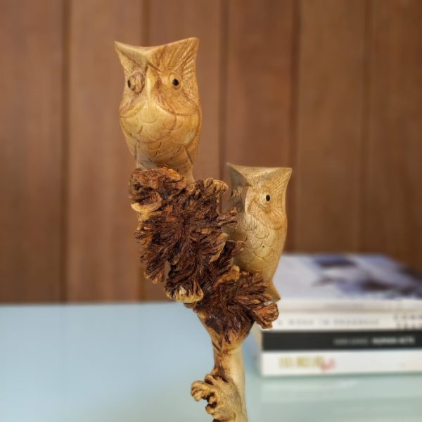 Symbol of Wisdom Wooden Statue – Hand-Carved Owl Figurine - Image 4