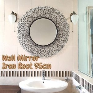 Luxurious Wall Mirror Elegant Brown Root Frame