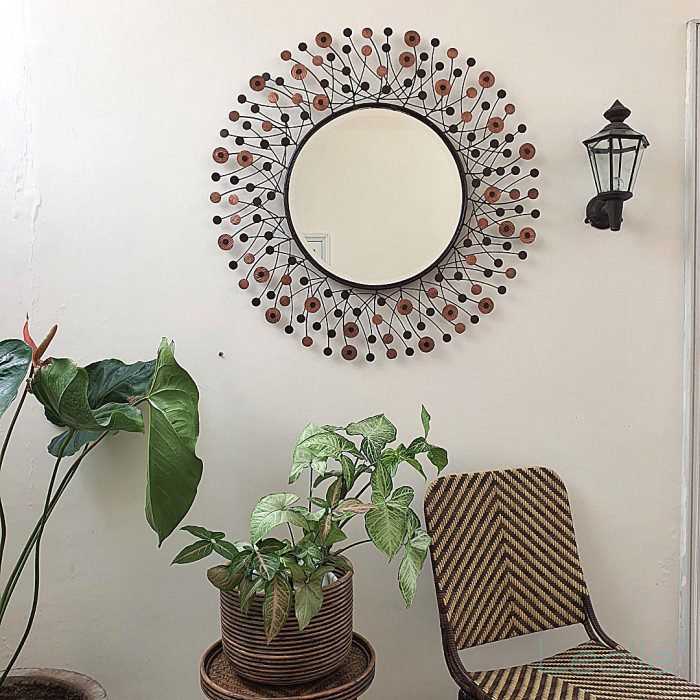 Decorative Mirror with Copper and Iron Combination - Image 3