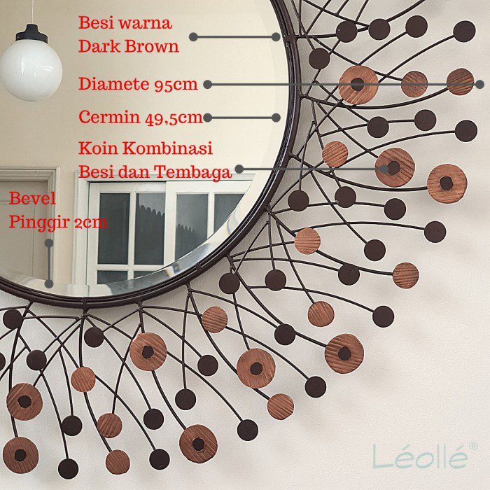 Decorative Mirror with Copper and Iron Combination - Image 2