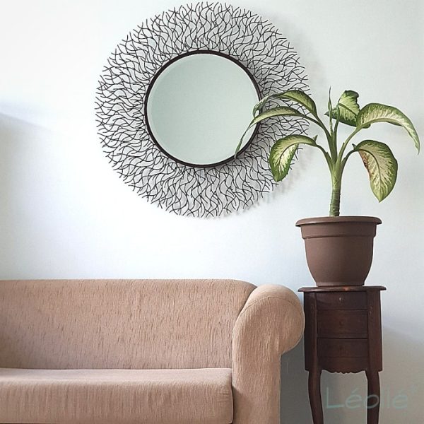 Luxurious Wall Mirror Elegant Brown Root Frame - Image 2