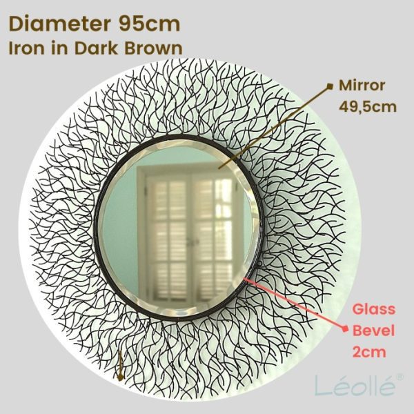 Luxurious Wall Mirror Elegant Brown Root Frame - Image 5
