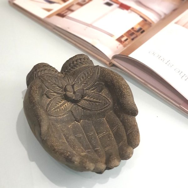 Feng Shui Lucky Hand Decoration Antique Stone Sculpture of Double Wealth Gesture – 15cm Table Ornament - Image 3