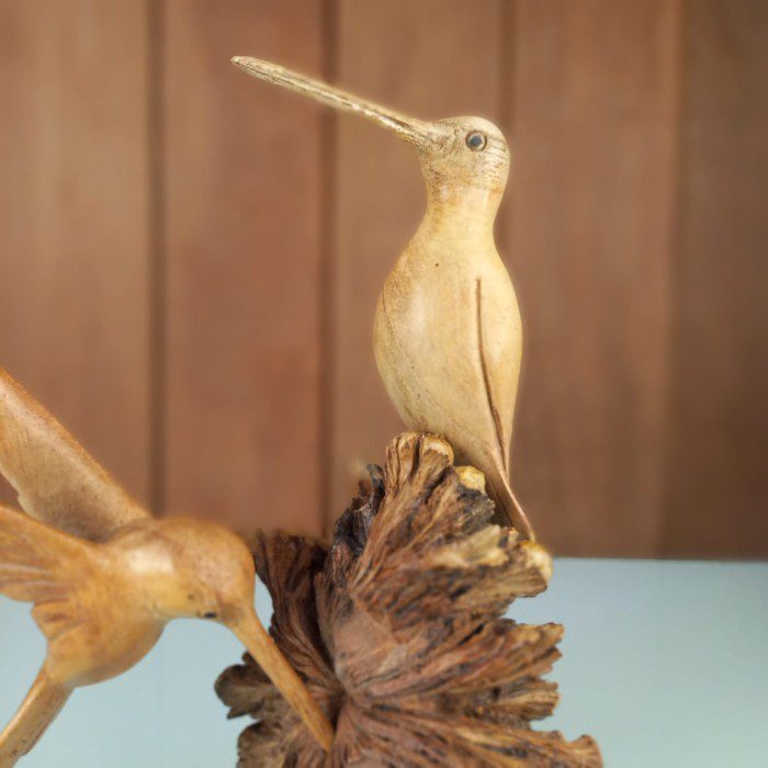 Pair of Birds Display Statue – Sitting and Flying Balinese Wood Carving Handmade in Bali - Image 3