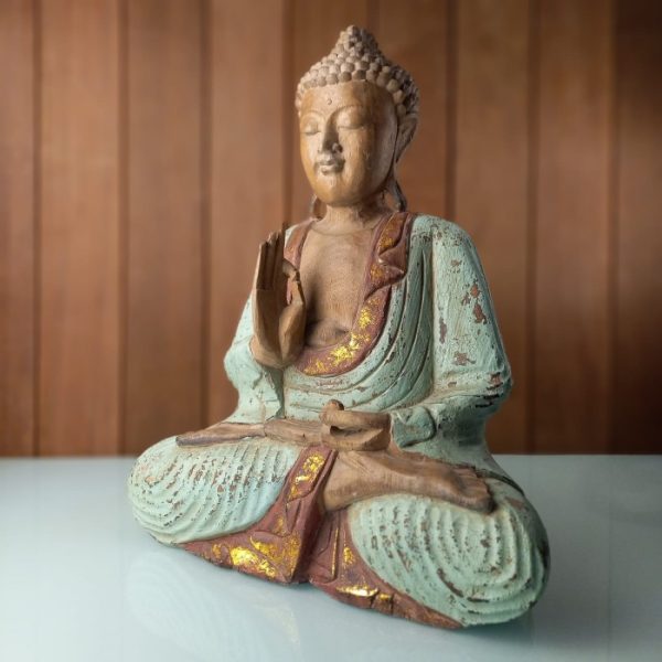 Feng Shui Buddha Mudra Antique Wash Statue - Symbol of Prosperity - Image 2