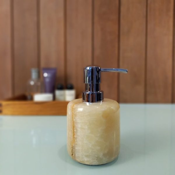 Luxury Onyx Fossil Soap Dispenser 150ml Premium Yellow Stone Accessory for Hotels & Villas - Image 2