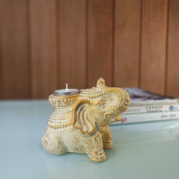 Ganesha Elephant Statue - Antique Stone Decor, Tealight Holder and Incense Burner - Image 6
