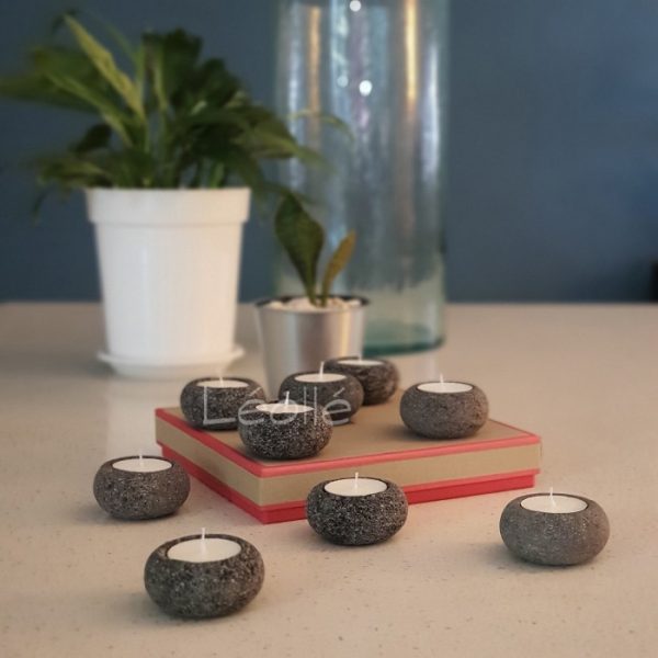 Outdoor Decorative Tealight Candle Holder - Lava Stone - Image 4