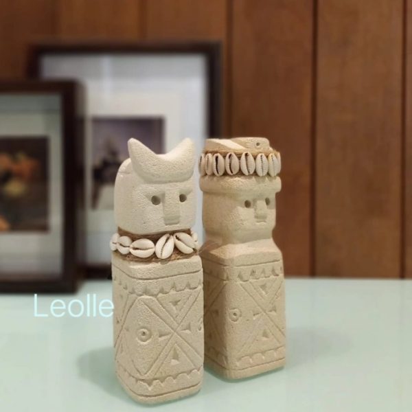 Wedding Gift - Tribal Ethnic King and Queen Statue in White Stone (Batu Paras) - Image 3