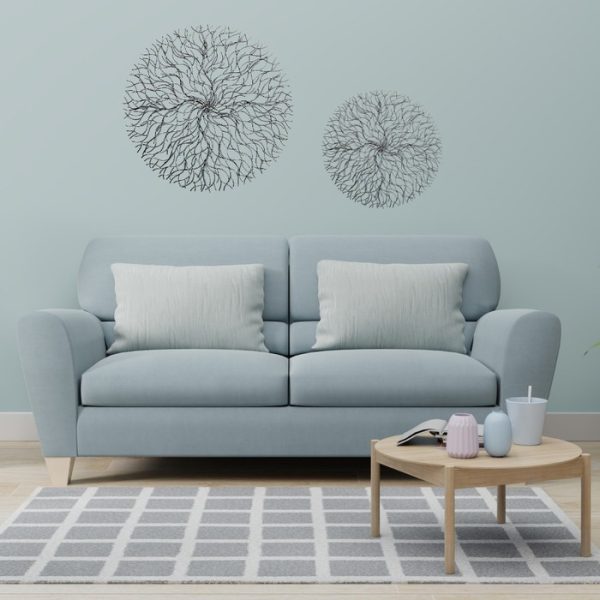 Silver Round Metal Wall Decor - Modern Wall Art Decoration - Image 2