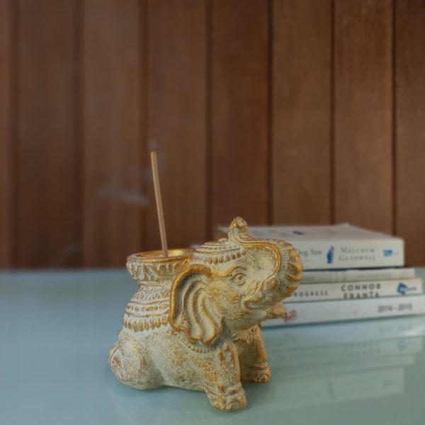 Ganesha Elephant Statue - Antique Stone Decor, Tealight Holder and Incense Burner - Image 7