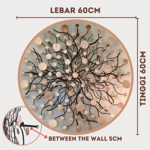 Metal Wall Decor for Living Room and Bedroom Full Copper Design - Image 3