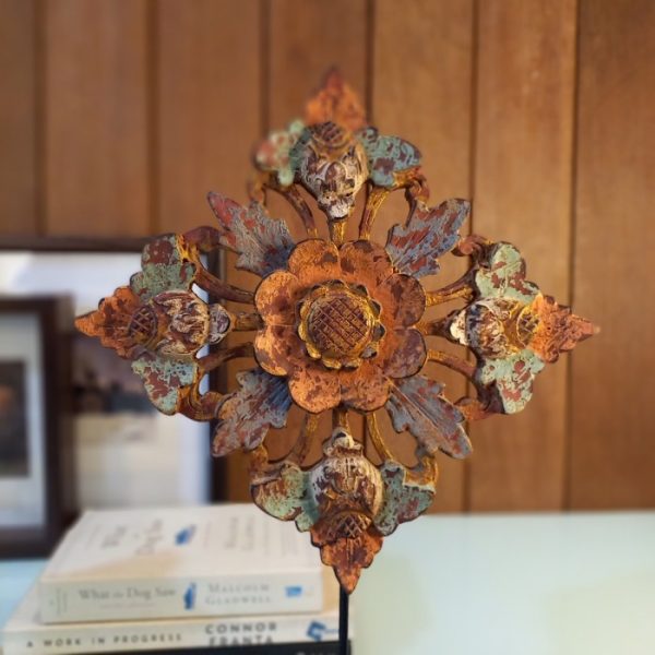 Wood Carving Panel Decoration - Bali Floral Motif - Image 6