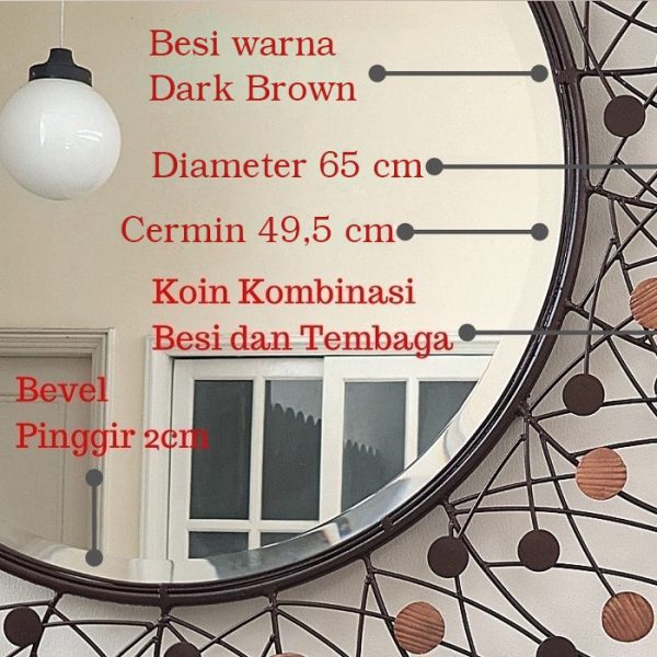 Round Wall Mirror Decoration Firework Copper and Iron Combination - Image 3