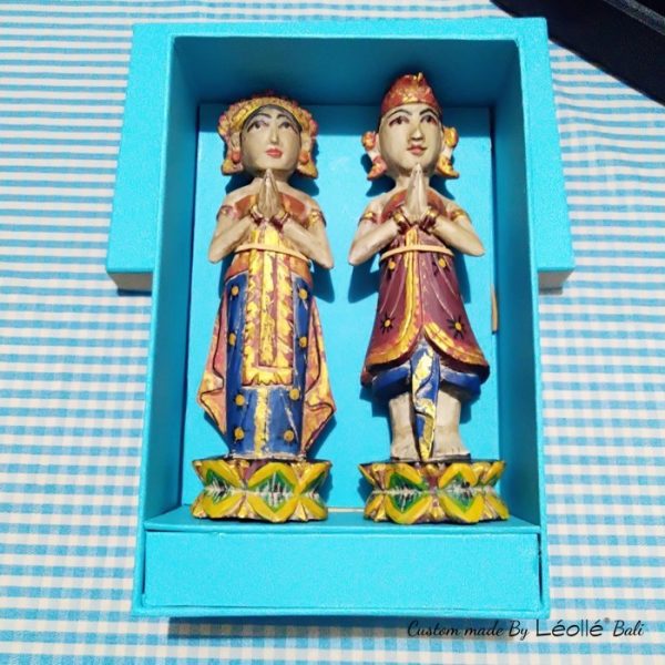 Antique Bali Wedding Couple Statue Display 25 cm - Image 4