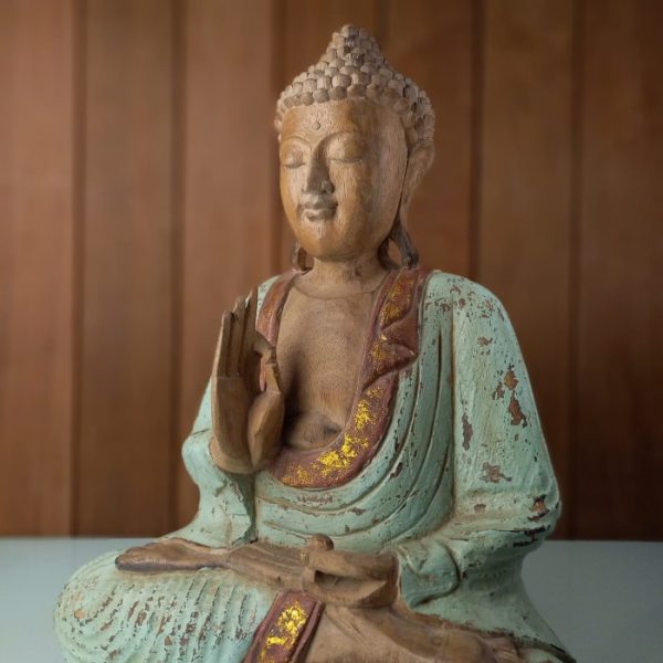 Feng Shui Buddha Mudra Antique Wash Statue - Symbol of Prosperity - Image 3