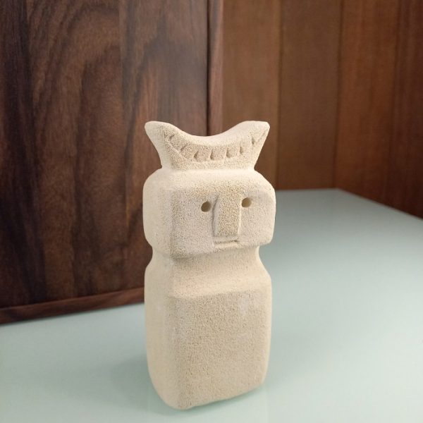 Primitive Sandstone Statue 12cm boho Batu Paras carving in cream tone, handmade in Bali