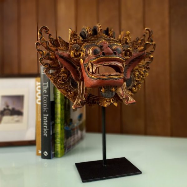 Antique Barong Head Sculpture for Home Decor – Balinese Wood Carving - Image 3