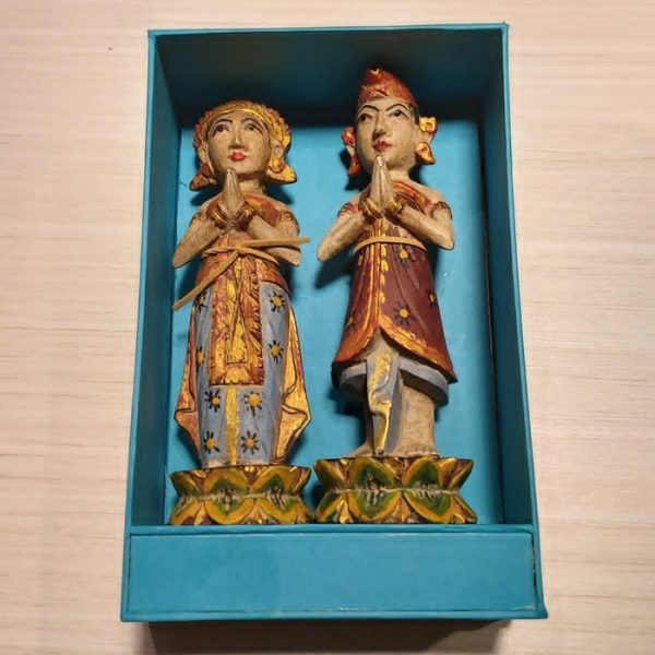 Antique Bali Wedding Couple Statue Display 25 cm - Image 5