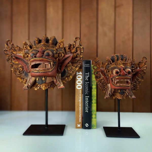 Antique Barong Head Sculpture for Home Decor – Balinese Wood Carving