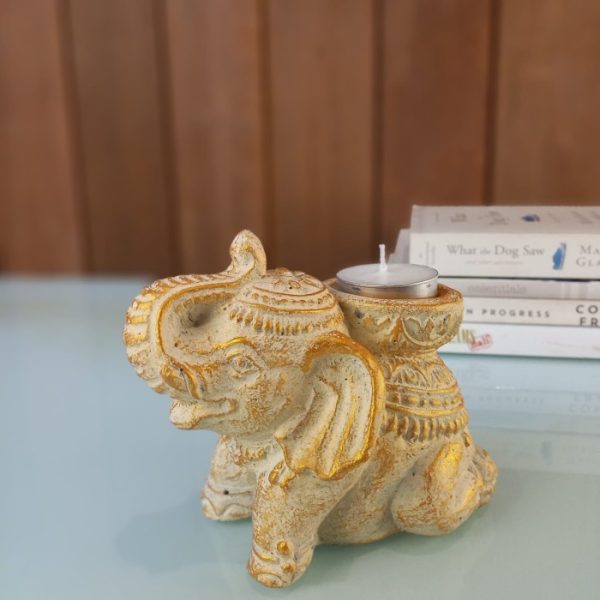 Ganesha Elephant Statue - Antique Stone Decor, Tealight Holder and Incense Burner - Image 4