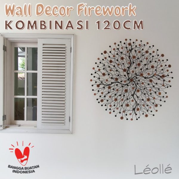 Elegant Wall Decoration featuring 120cm firework-style iron wall art with copper coin details in brown finish If you’d like, I can prepare a Bahasa Indonesia version, or help you set up a minimalist décor collection page highlighting similar pieces. Let’s keep crafting beauty together!