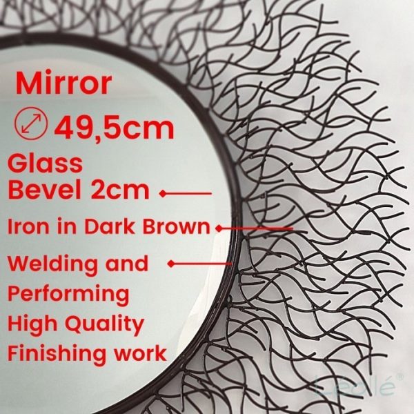 Decorative Wall Mirror 120cm Round | Root Metal Design for Luxury Living Room - Image 2