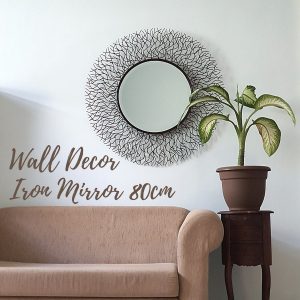 Round Mirror Wall Decor featuring an iron root design