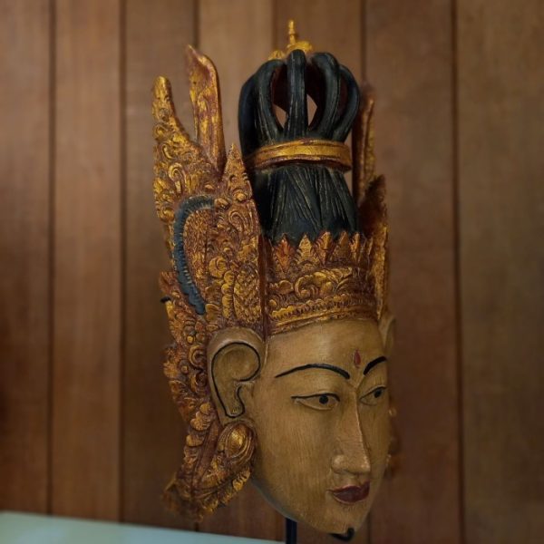 Feng Shui Decor for Prosperity & Harmony Balinese Rama and Shinta Carved Mask Set - Image 5