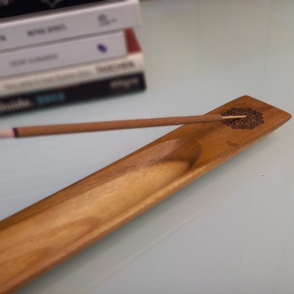 Recta Mini Incense Stick Holder 25cm Teak Wood Aromatherapy Burner with Clear Finish - Image 4