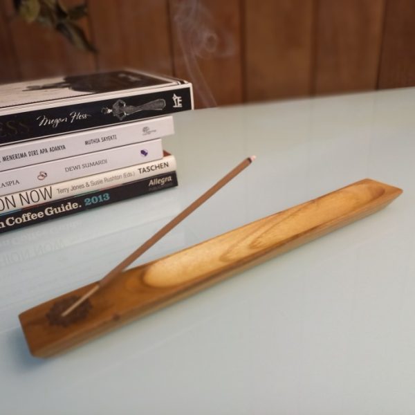 Recta Mini Incense Stick Holder 25cm Teak Wood Aromatherapy Burner with Clear Finish - Image 2