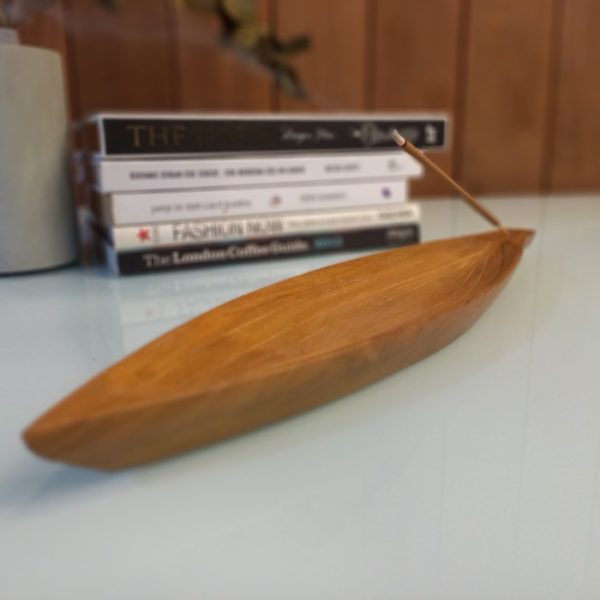 Teak Wood Incense Stick Holder – Leaf Motif Hand-Carved Room Fragrance Accessory - Image 6