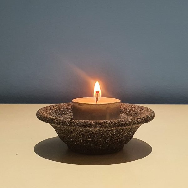 Black Lava Stone Incense and Candle Holder with Portable Brass Stick Holder - Image 6