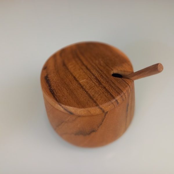Natural Teak Wood Spice Container For Salt & Pepper - Image 6