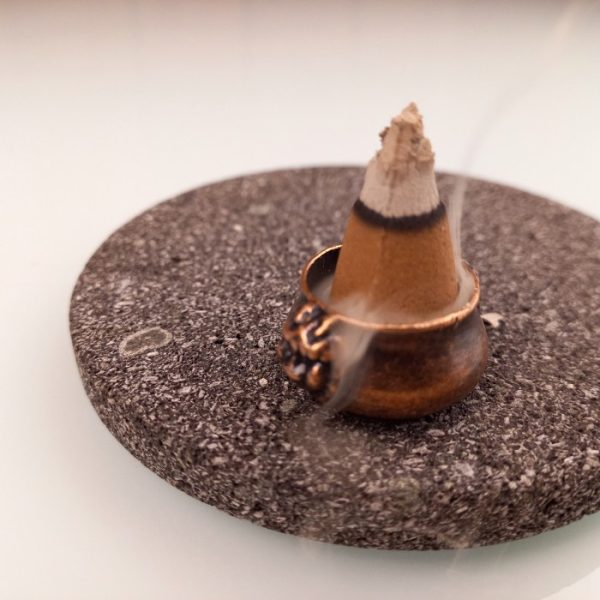 Portable Incense Holder in solid brass with antique copper finish for stick and cone incense
