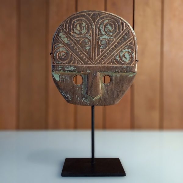 Primitive Style Wooden Mask Sculpture – Home Decor - Image 2