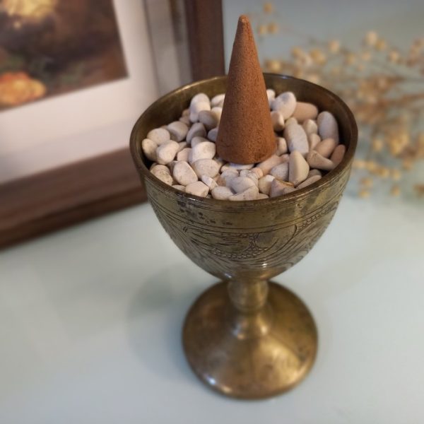 Antique Brass Incense Burner – Cone Backflow Holder - Image 3