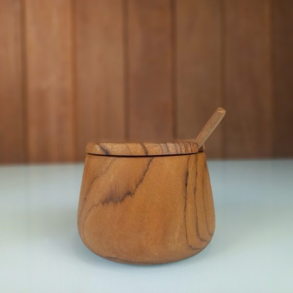 Natural Teak Wood Spice Container For Salt & Pepper - Image 3