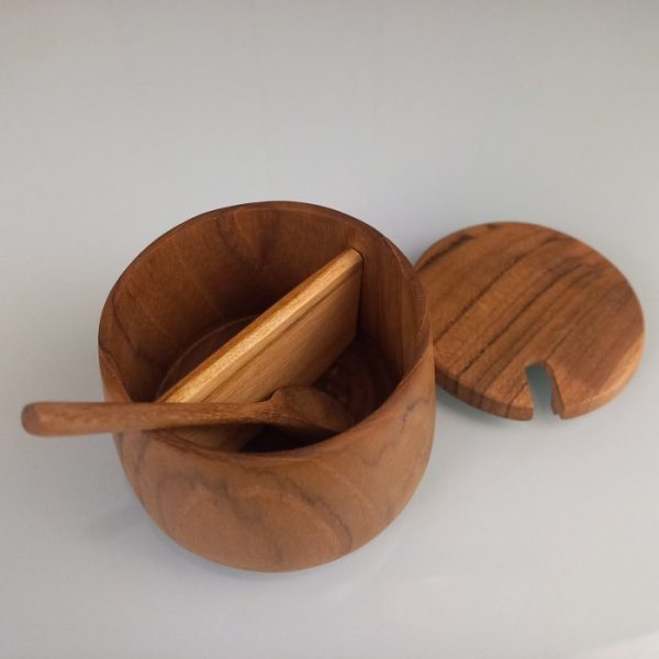 Natural Teak Wood Spice Container For Salt & Pepper - Image 5