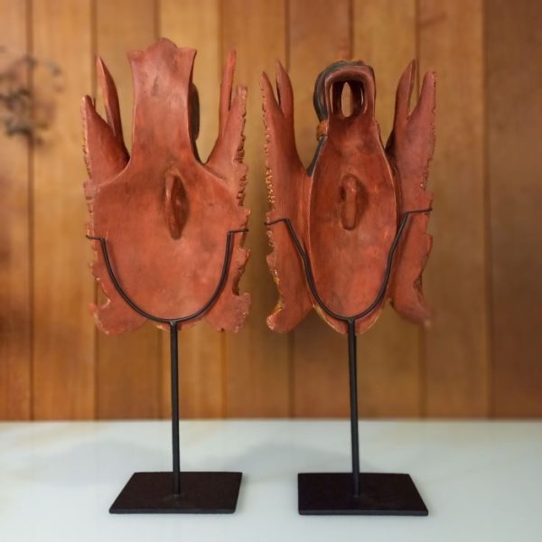 Feng Shui Decor for Prosperity & Harmony Balinese Rama and Shinta Carved Mask Set - Image 9