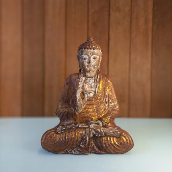 Feng Shui Decorative Buddha Meditation Statue 30 – Antique Gold - Image 2