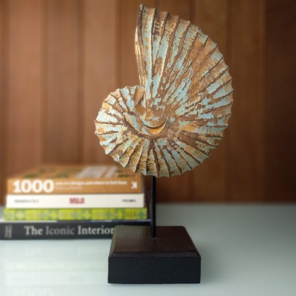 Antique Turquoise Sea Shell Statue
